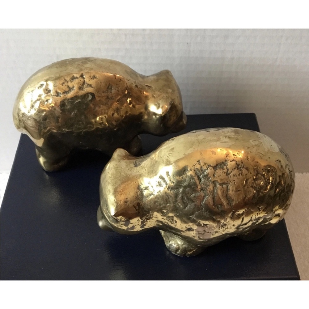 Solid Brass Bears  set of 2 Decorative Home